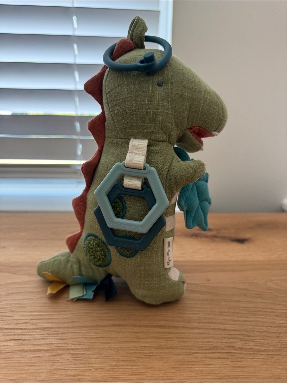 Itzy Ritzy Green Dino Plush Rattle with Teethers